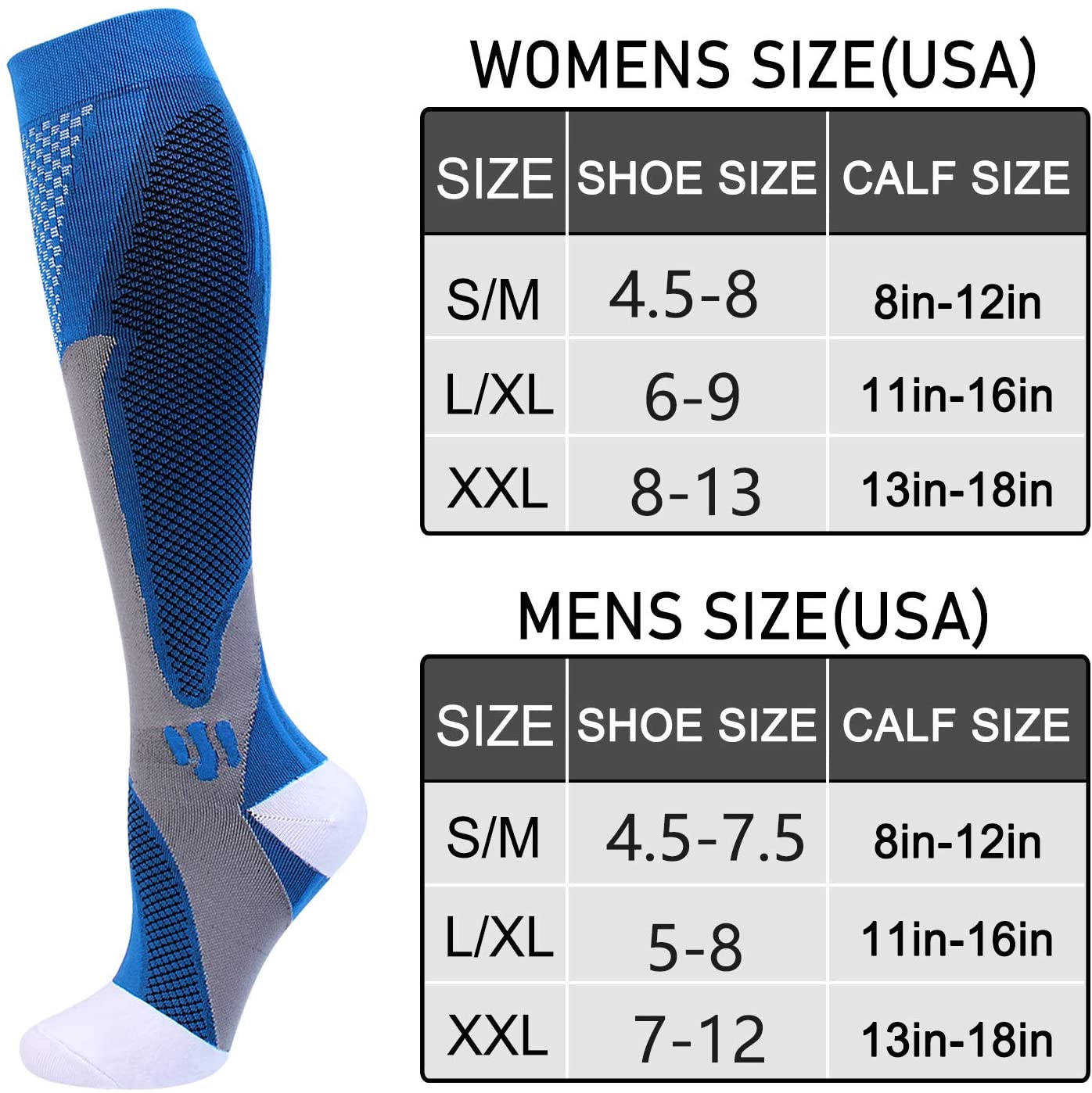 Compression Socks for Men Women 20-30 mmHg Medical Compression Socks for Sports Nurses Athletic Sock