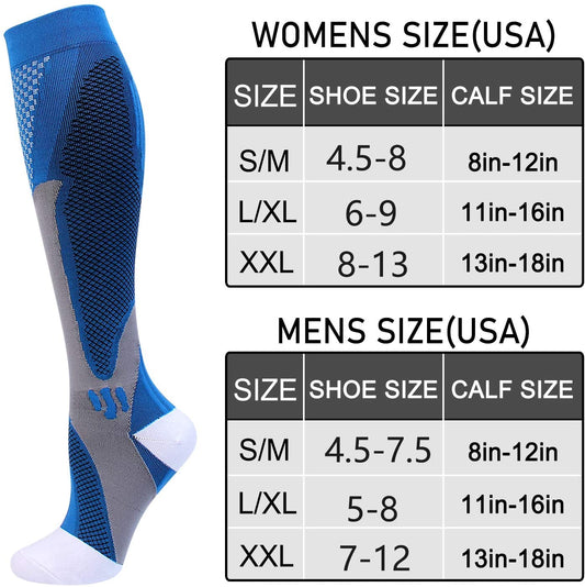 Blue Zoned-Knit Compression Socks