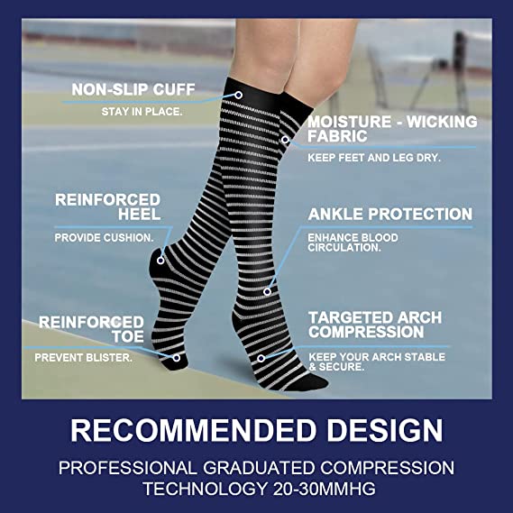  Bluemaple Copper Compression Socks For Women & Men Circulation  - Best for Running,Nursing,Hiking,Flight&Travel : Clothing, Shoes & Jewelry