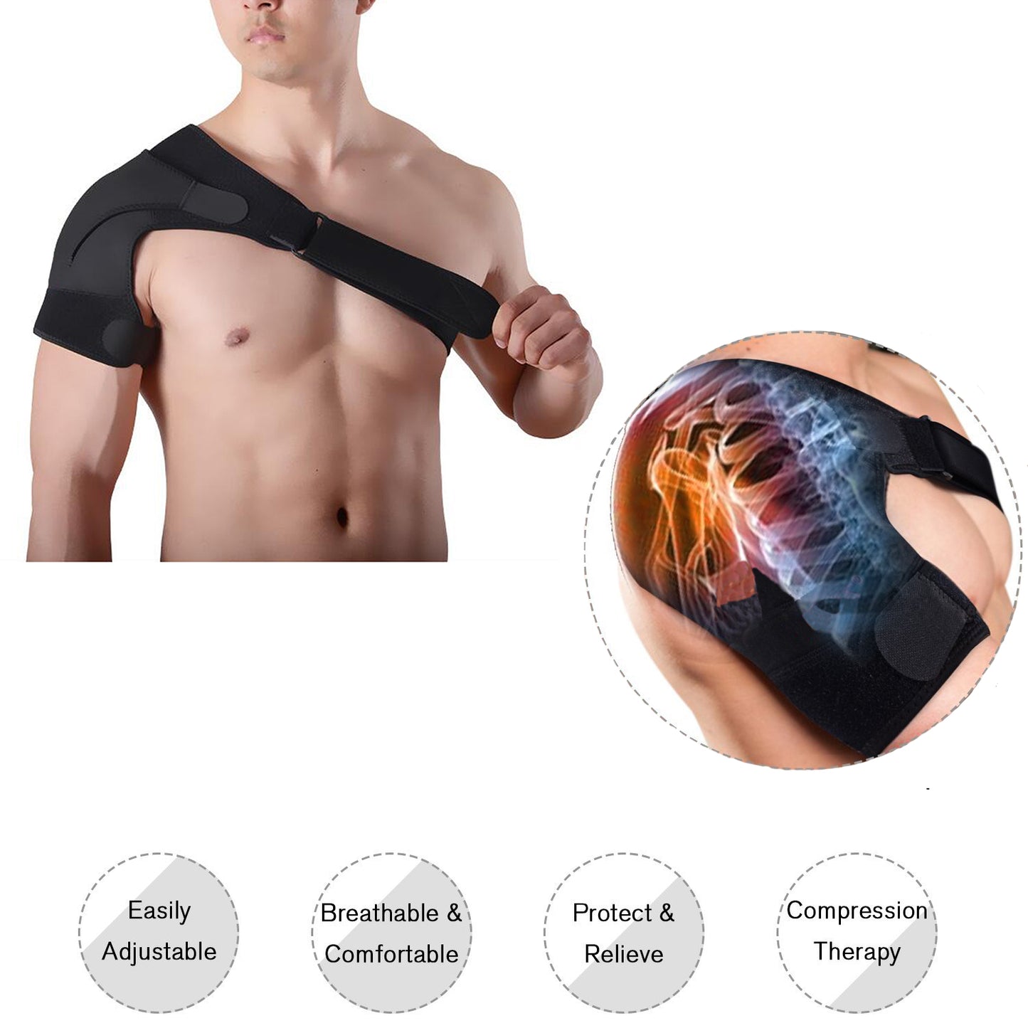 Shoulder Brace for Men Women - for Torn Rotator Cuff Support,Tendonitis,  Dislocation, Bursitis, Neoprene Shoulder Compression Sleeve Wrap by Zenkeyz