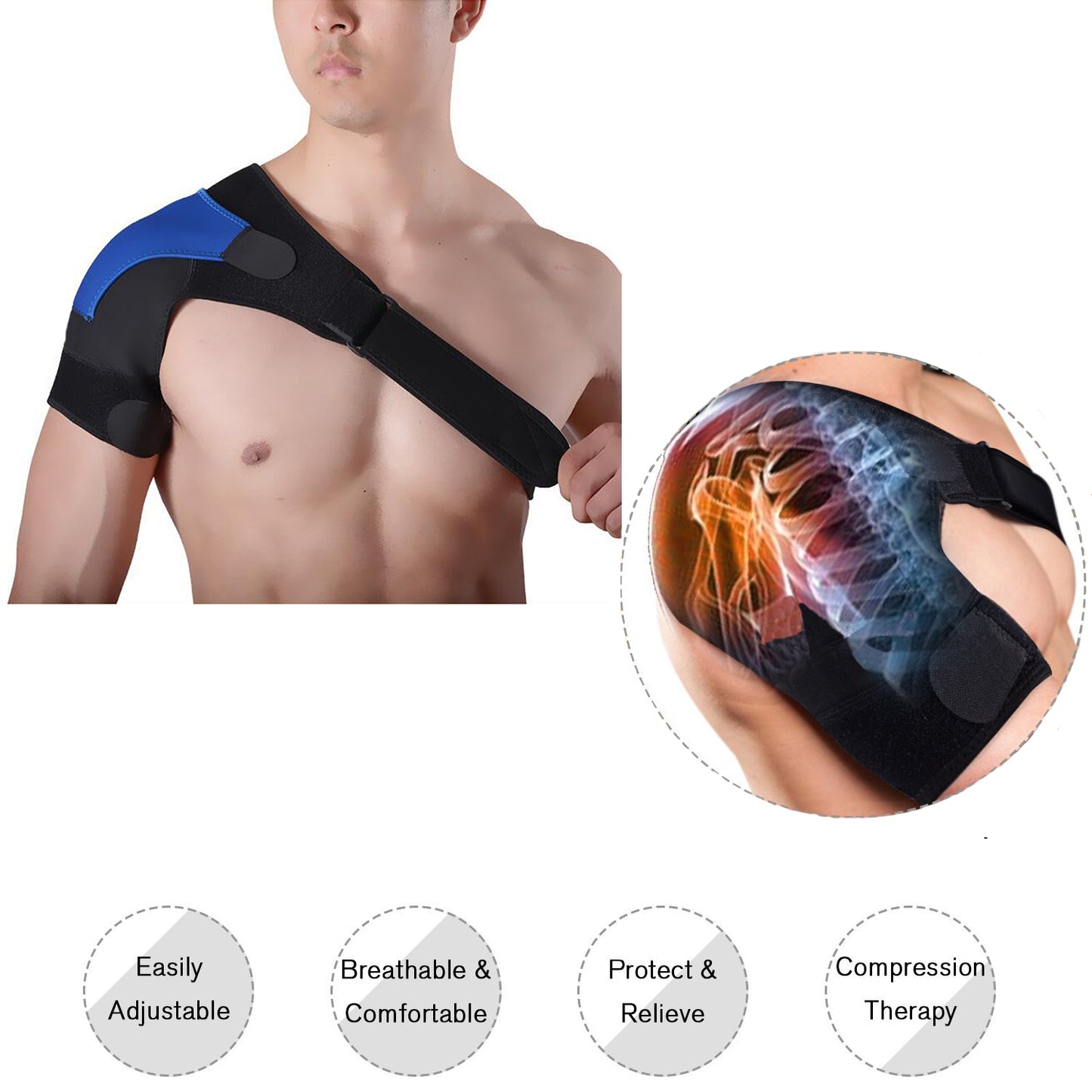Compression Shoulder Support Brace, Adjustable Neoprene Upper Arm