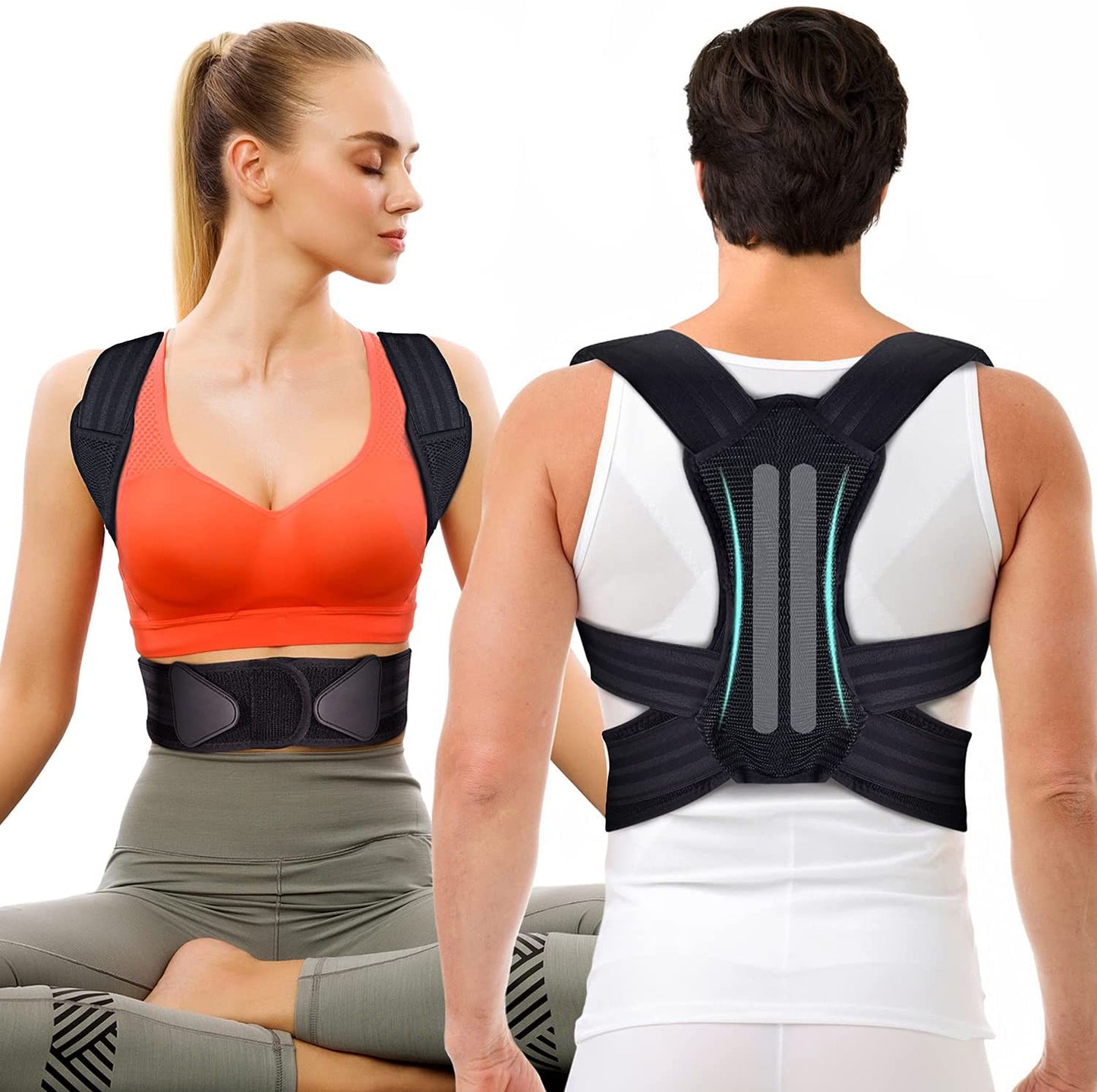 Posture Corrector for Men and Women, One Size Fits Most Adjustable Upper Back Brace for Pain Relief & Support, Comfortable & Breathable Straps, Invisible Under Clothing