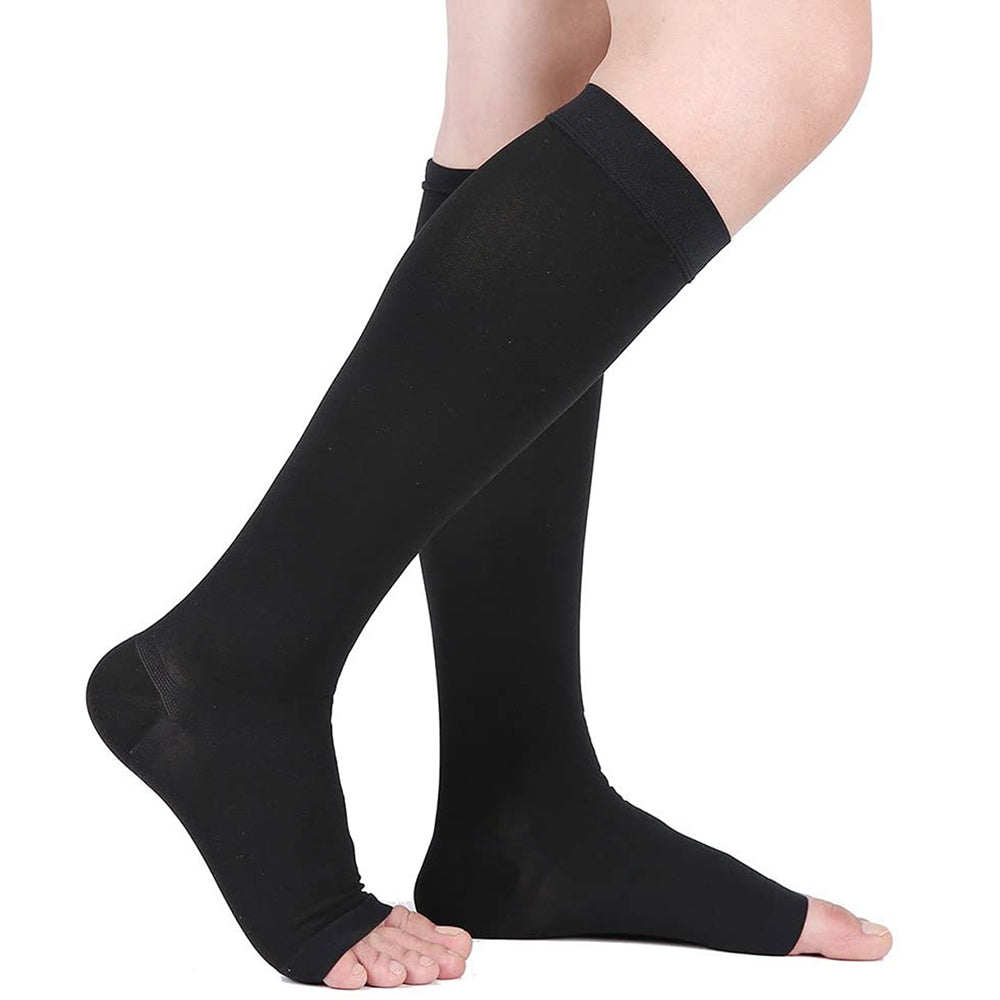 Compression Socks, Open Toe 20-30 mmHg Graduated Compression Stockings for Men Women, Knee High Compression Sleeves for DVT, Maternity, Pregnancy, Varicose Veins, Relief Shin Splints, Edema