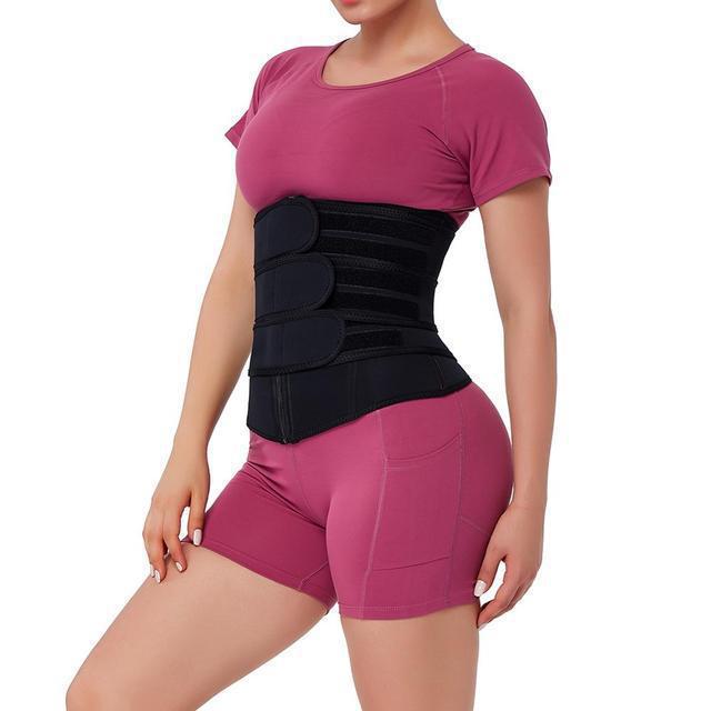 Yoga fitness belt waist support zipper abdominal belt diving material sweating three belts