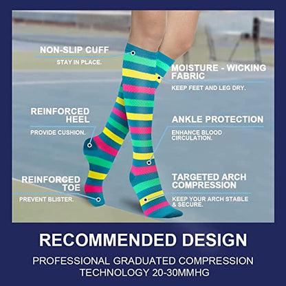 Funny Compression Socks for Women&Men Circulation 20-30 mmHg Animal Socks for Running Flight Travel Nurses Pregnant 1 Pairs