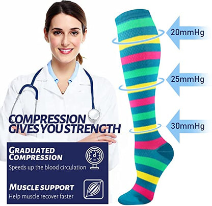 Funny Compression Socks for Women&Men Circulation 20-30 mmHg Animal Socks for Running Flight Travel Nurses Pregnant 1 Pairs