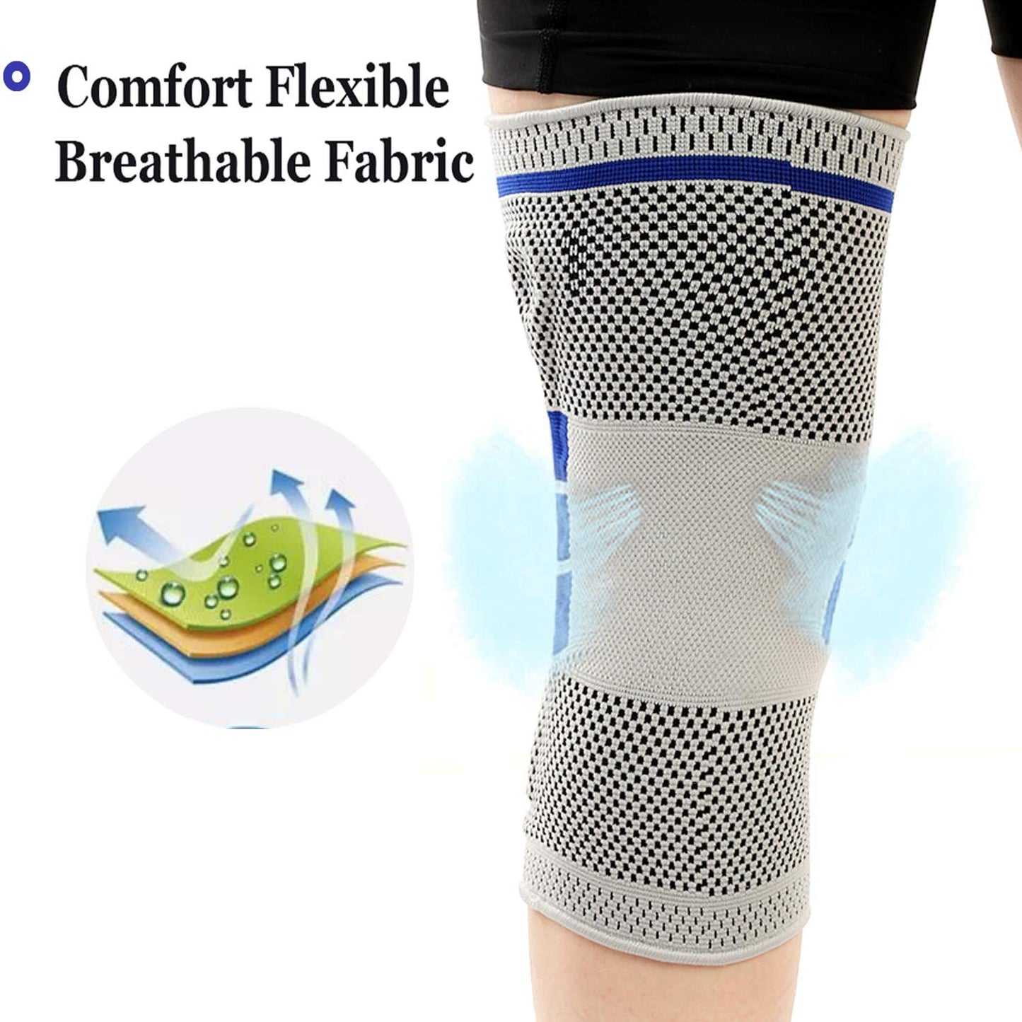 Professional Knee Brace Compression Sleeve - Best Knee Braces for Men Women, Knee Support Protector for Running, Meniscus Tear, Arthritis, Joint Pain Relief, Sports Injury Recovery