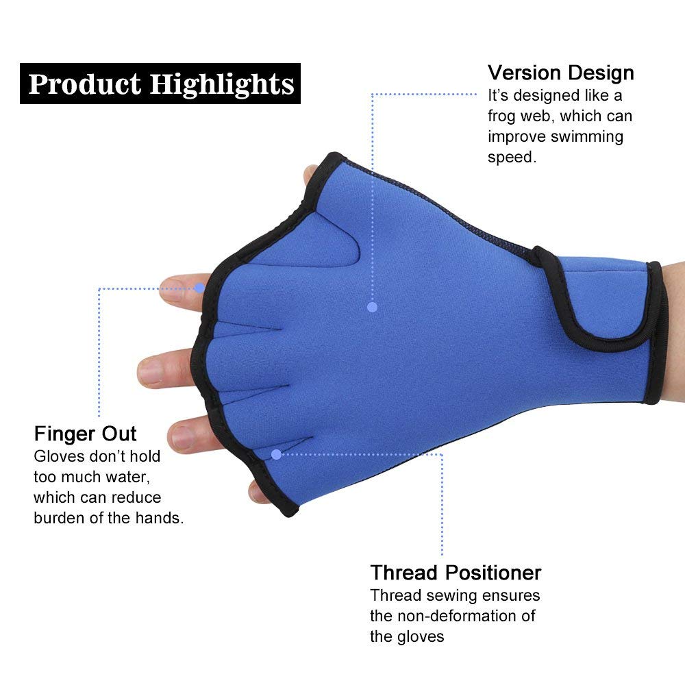 ZSZBACE Gloves Webbed Paddle Swim Gloves Fitness Water Aerobics and Water Resistance Training - 2 Colors