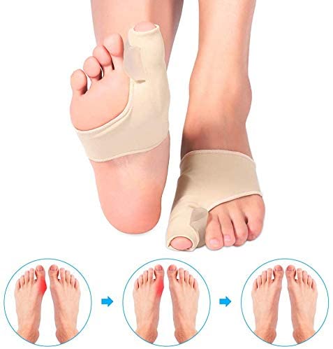Bunion Relief Sleeves, Bunion Corrector Big Toe Separator Bunion Straightener Toe Joint Protector with Built-in Silicone Gel Pad for Hallux Valgus (1 Pair)