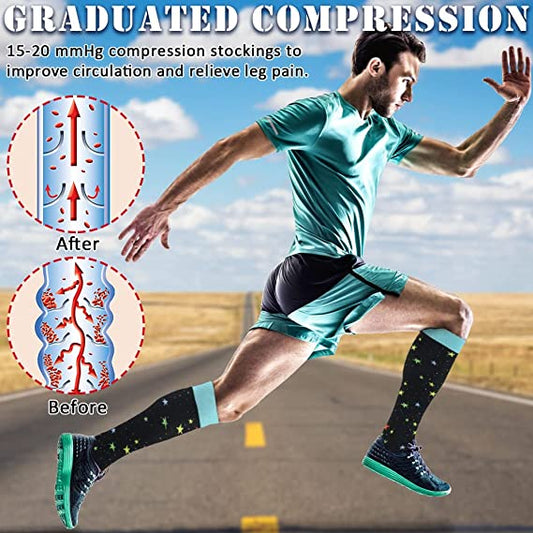 Multicolor Star Compression Socks