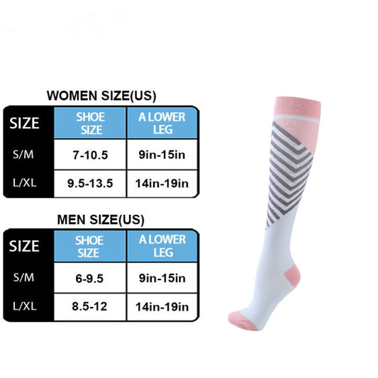 Pink-Cuff Chevron Compression Socks