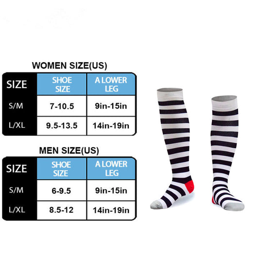Black and White Stripe Compression Socks