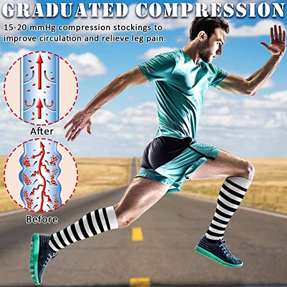 Zszbace Compression Socks for Women & Men Circulation Long Socks for Running Cycling Athletic Nurse