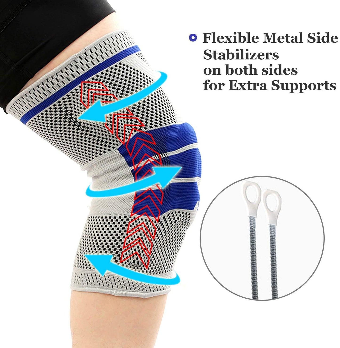 Professional Knee Brace Compression Sleeve - Best Knee Braces for Men Women, Knee Support Protector for Running, Meniscus Tear, Arthritis, Joint Pain Relief, Sports Injury Recovery