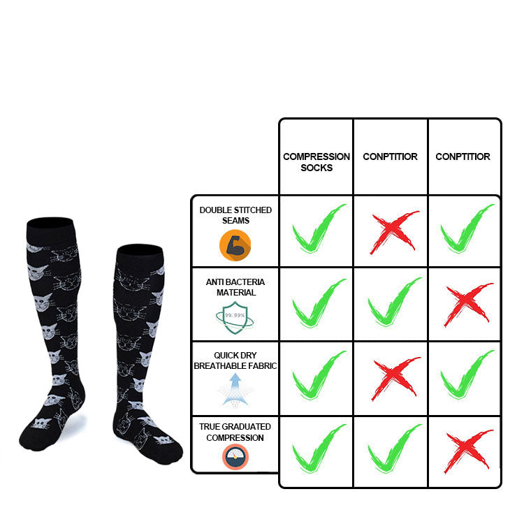 1 Pairs Compression Socks for Women & Men Circulation 20-30 mmHg Support for Medical, Running, Cycling, Hiking, Flight Travel (S/M, L/XL)