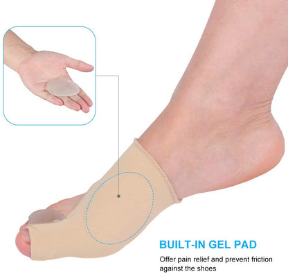 Bunion Relief Sleeves, Bunion Corrector Big Toe Separator Bunion Straightener Toe Joint Protector with Built-in Silicone Gel Pad for Hallux Valgus (1 Pair)