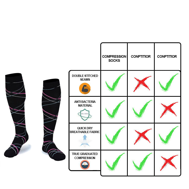 Fun Compression Socks for Women & Men Circulation, Long Stockings Support for Cycling, Hiking, Sport, Travel, Fishing, Flight