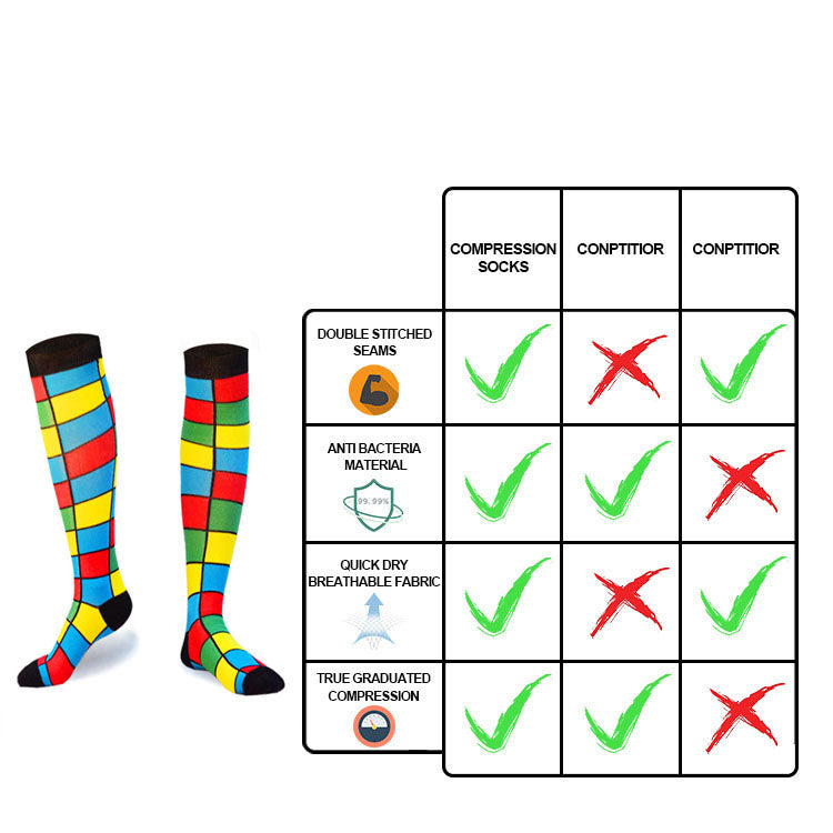 1 Pairs Compression Socks for Women & Men Circulation 20-30 mmHg Support for Medical, Running, Cycling, Hiking, Flight Travel