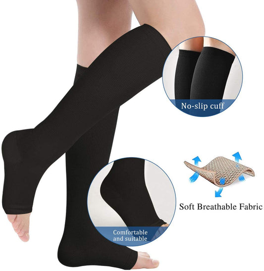 Open-Toe Knee-High Compression Socks