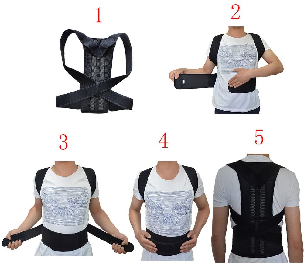 Women Back Braces Posture Corrector Waist Trainer Vest Tummy Control Body  Shaper for Spinal Neck Shoulder and Upper Back Support (L, Black) Black  Large 