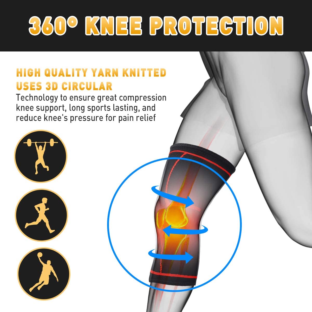US$ 24.77 - Knee Braces for Knee Pain Women & Men - 2 Pack Knee
