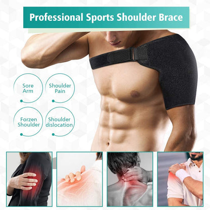 Compression Shoulder Support Brace, Adjustable Neoprene Upper Arm and Shoulder Wrap Pain Relief for Rotator Cuff Shoulder Tear Injury AC Joint Dislocation Prevention and Recovery