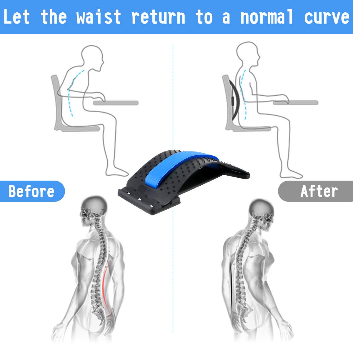 Lumbar Support Pillow for Chair Spine Decompression Device for Pregnancy Back Cushion for Back Pain Relief Back Stretcher Lumbar Stretcher Ideal Back