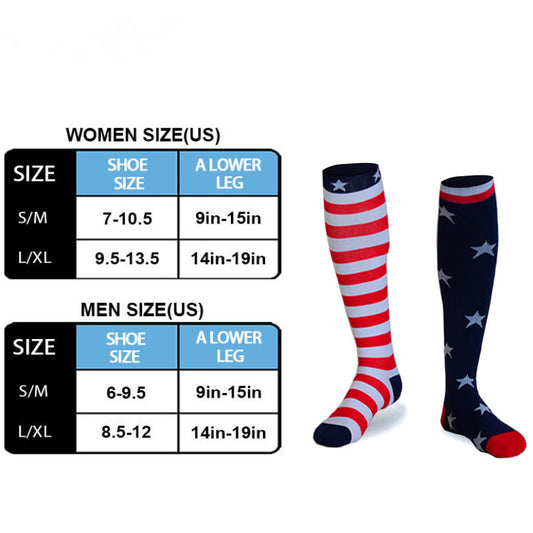 Asymmetric Stars and Stripes Compression Socks