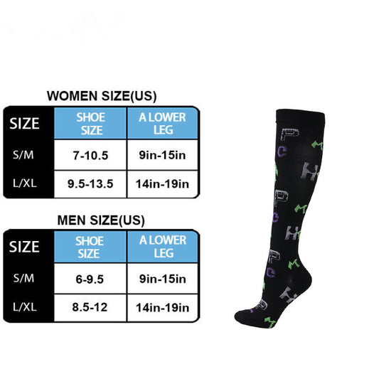 Alphabet Print Compression Socks