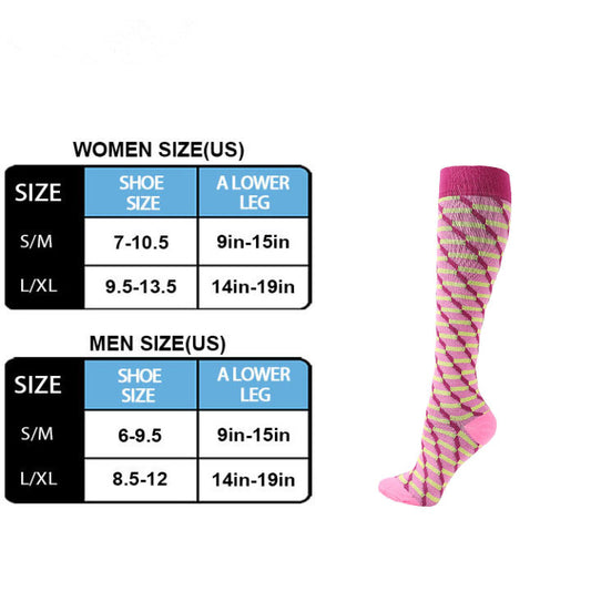 Pink and Yellow Zigzag Compression Socks