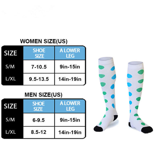 Blue and Green Dot Compression Socks