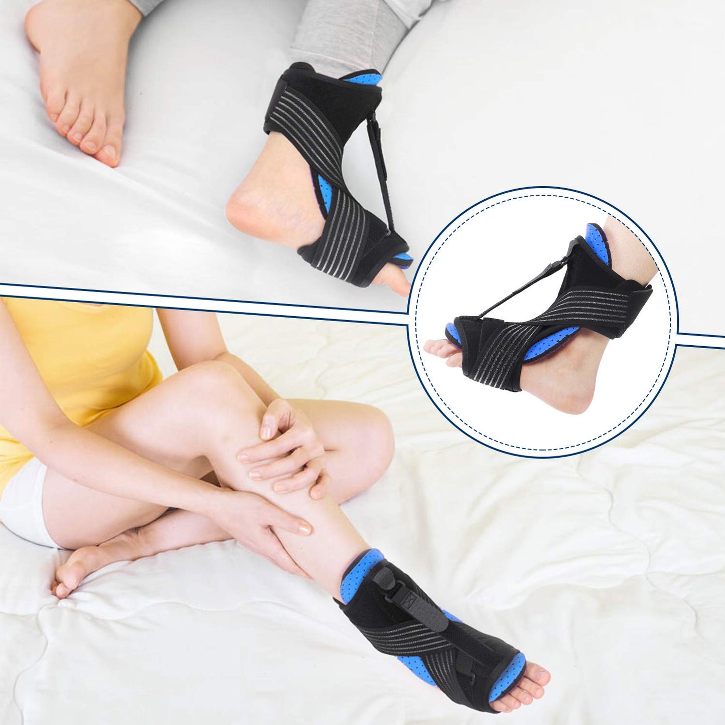 New Upgraded Night Splint for Plantar Fasciitis, Breathable and Adjustable Sleep Support Foot Drop Orthotic Brace for Plantar Fasciitis, Arch Foot Pain, Achilles Tendonitis Support for Women, Men