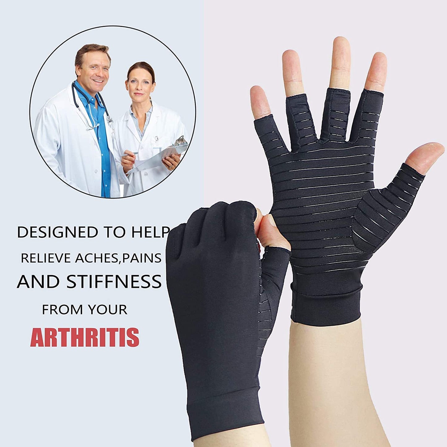 Compression Gloves with Copper for Arthritis Rheumatoid,Relief Pain and Swelling,Osteoarthritis & Tendonitis - Copper Arthritis Gloves for Women and Men