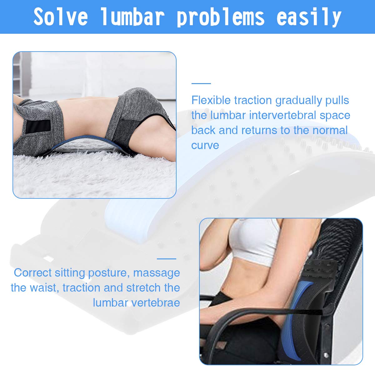 Lumbar Support Pillow for Chair Spine Decompression Device for Pregnancy Back  Cushion for Back Pain Relief Back Stretcher Lumbar Stretcher Ideal Back  Waist Support 