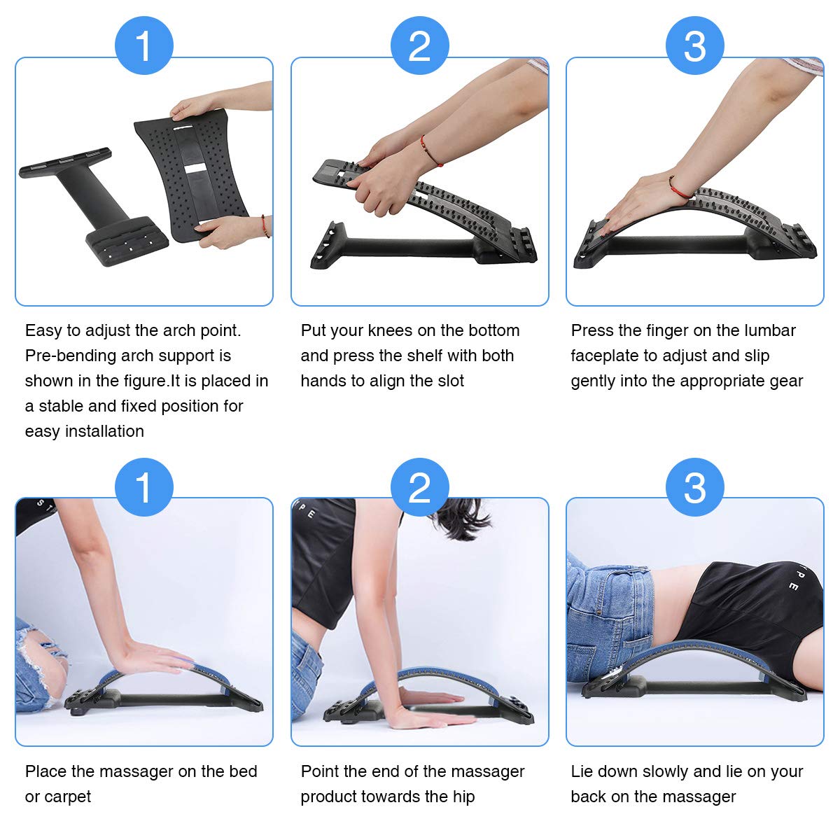 Back Stretcher,Lumbar Support Device Multi-Level Spinal Lumbar Back Stretcher Spine Deck Back Stretching Treatment Back Massager