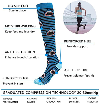 Graduated Copper Compression Socks for Women Men Circulation 20-30mmhg-Best Support for Running,Nursing,Hiking