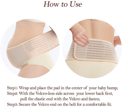 Maternity Support Belt Breathable Pregnancy Belly Band Abdominal Binder Adjustable Back/Pelvic Support - One Size