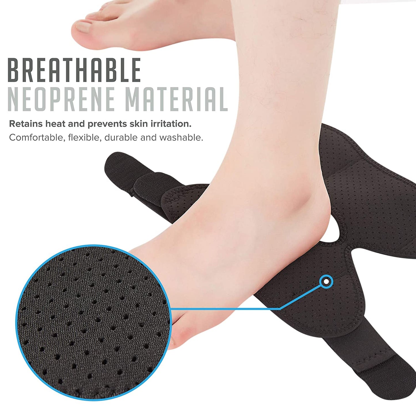 Ankle Support Brace, Breathable Neoprene Sleeve, Adjustable Wrap