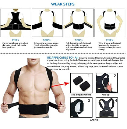 Posture Corrector Upper Back Brace Shoulder Back Support Brace Pain Relief  Belt for Women Men Back Braces Spine Straightener Breathable